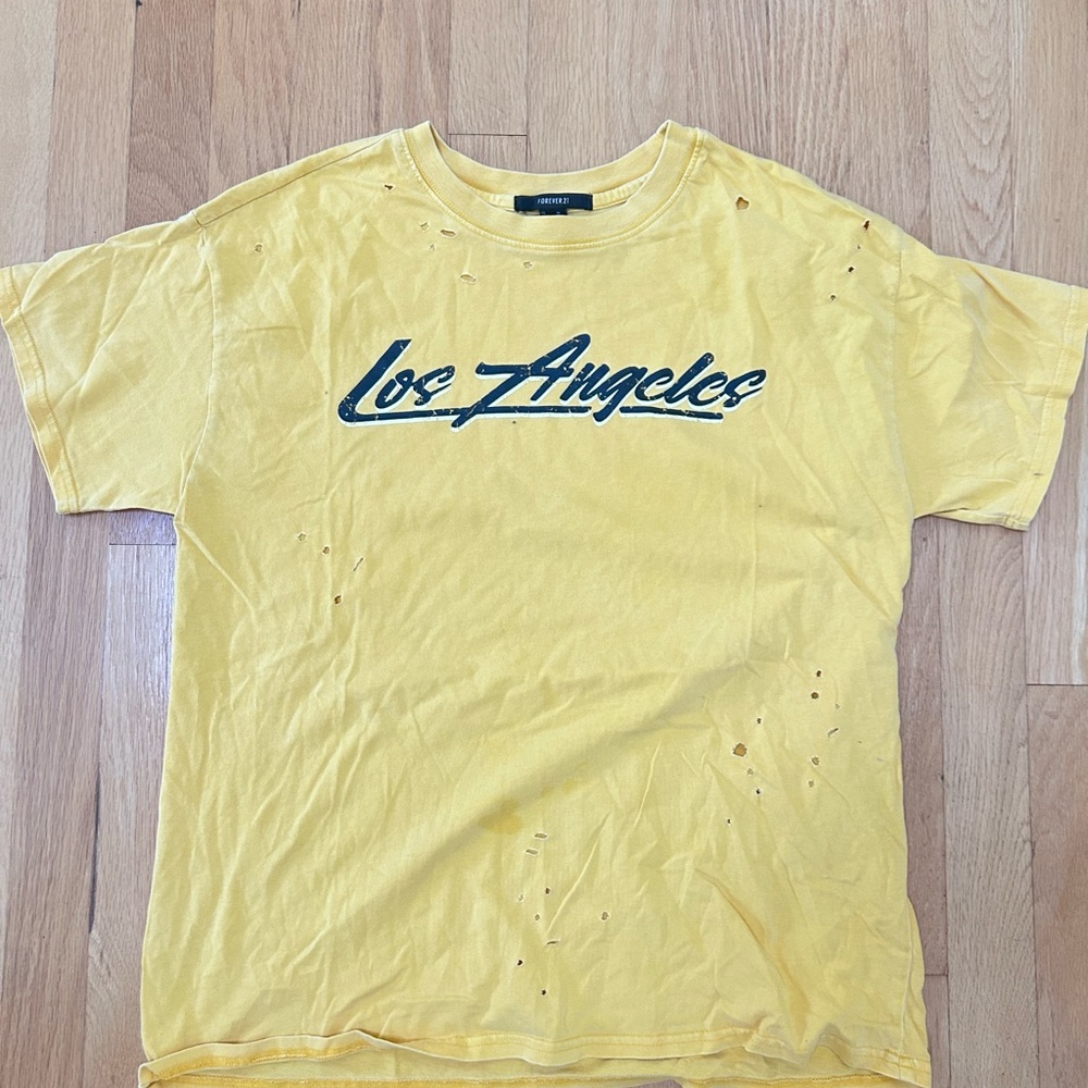 Forever 21 Yellow Short Sleeve Tee
